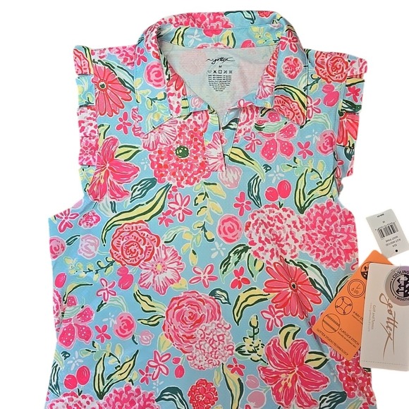 NWT Women's Gottex Floral Sleeveless Golf & Tennis Dress Ruffle Sleeve Medium - Picture 5 of 6